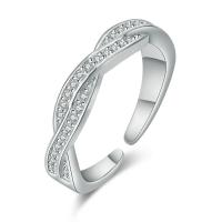 Messing Manschette Fingerring, mit Strass, plattiert, für Frau, keine, frei von Nickel, Blei & Kadmium, 3mm, verkauft von PC