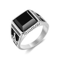 Anillo de dedo de Titantium Acero, Partículas de acero, con Ágata negra, chapado, diverso tamaño para la opción & para hombre, más colores para la opción, 14mm, Vendido por UD