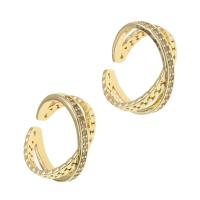 Brass Cuff Finger Ring Adjustable & micro pave cubic zirconia & for woman golden Sold By PC