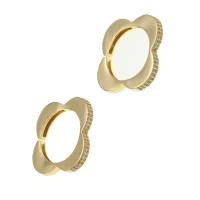 Messing Manchet Finger Ring, Bloem, Verstelbare & micro pave zirconia & voor vrouw, gouden, 24x24x3mm, Verkocht door PC