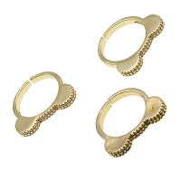 Brass Cuff Finger Ring Adjustable & micro pave cubic zirconia & for woman golden Sold By PC