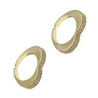 Messing Manchet Finger Ring, Hart, Verstelbare & micro pave zirconia & voor vrouw, gouden, 20x24x4mm, Verkocht door PC