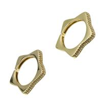 Messing Manchet Finger Ring, Ster, Verstelbare & micro pave zirconia & voor vrouw, gouden, 25x25x4mm, Verkocht door PC