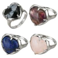 Messing Open Finger Ring, met Edelsteen, mode sieraden, meer kleuren voor de keuze, 17mm, Maat:8, Verkocht door PC