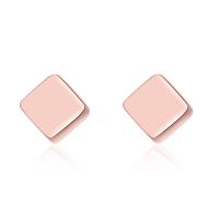 Goujon Laiton, cadre, Plaqué de couleur d'or rose, pour femme, couleur or rose, protéger l'environnement, sans nickel, plomb et cadmium, 4x4mm, Vendu par paire