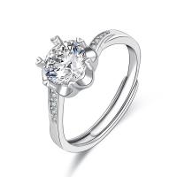 Kubisk Zircon Mässing Finger Ring, med Moissanite (på), silver pläterad, för kvinna & med cubic zirconia, silver, nickel, bly och kadmium gratis, 17x3mm, Säljs av PC