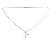 Collier d'acier titane, croix, fait à la main, unisexe & Chaîne Singapour, argent, Longueur 60 cm, Vendu par PC