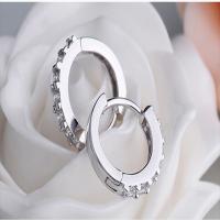 Orecchini cerchietti Hoop ottone, Ciambella, Micro spianare cubic zirconia & per la donna, argento, Venduto da coppia