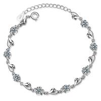 Bracelet cubique en laiton zircon pavent, pavé de micro zircon & pour femme, argent, Longueur 19.5 cm, Vendu par PC