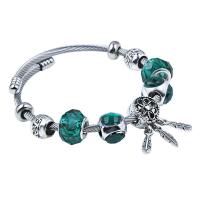 vetro lavorato Europea Cuff Bangle, with lega in zinco, placcato, Regolabile & per la donna, verde, Venduto da PC