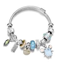 acero inoxidable Europea Cuff Bangle, con Cristal de murano, chapado, Ajustable & para mujer & esmalte & con diamantes de imitación, más colores para la opción, Vendido por UD