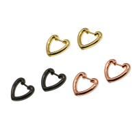 Messing Hoop Earring, Heart, for kvinde, flere farver til valg, 13x16x3mm, Solgt af par