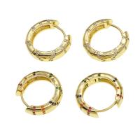 Brass Hoop Earring Round micro pave cubic zirconia & for woman Sold By Pair