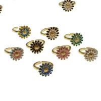 cobre Cuff Ring Finger, Chrysamthemum, Ajustável & para mulher & esmalte, Mais cores pare escolha, 15x15x12mm, vendido por PC