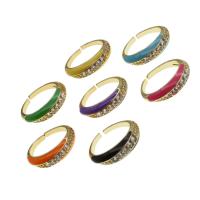 metal Anillo de dedo Cuff, Ajustable & micro arcilla de zirconia cúbica & para mujer & esmalte, más colores para la opción, 23x22x6mm, Vendido por UD