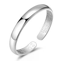 Messing Manchet Bangle, silver plated, voor vrouw, zilver, nikkel, lood en cadmium vrij, 3mm, Verkocht door PC