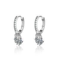 Boucle d’oreille goutte strass Hoop, laiton, pavé de micro zircon & pour femme, argent, 24mm,15mm,5mm,4mm,3mm,, Vendu par paire