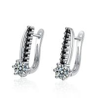 Prás Leverback Earring, micrea réiteach zirconia ciúbach & do bhean, airgid, 21mm, Díolta De réir PC