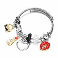 aço inoxidável Europeu Cuff Bangle, with cristal, banhado, Ajustável & para mulher & esmalte & com strass, Mais cores pare escolha, vendido por PC