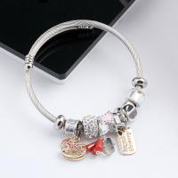 Partículas de aço Europeu Cuff Bangle, banhado, Ajustável & para mulher & com strass, Mais cores pare escolha, vendido por PC