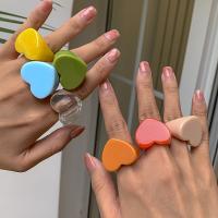 Resin fingerring, Heart, for kvinde, flere farver til valg, 18mm, Solgt af PC