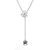 Zinc Alloy Halsketting, Spin, plated, uniseks & Halloween Jewelry Gift, zilver, Lengte 54 cm, Verkocht door PC