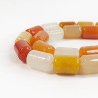 Lättare Imperial Jade Bead, Kolonn, DIY, rödorange, 10x14mm, Såld Per 38 cm Strand