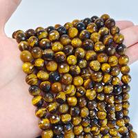 Tiger Eye Χάντρες, Μάτι της Τίγρης, Γύρος, DIY & πολύπλευρη, κίτρινος, 8mm, Sold Per 38 cm Strand