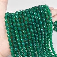 Prirodni Zeleni ahat perle, Green Agate, Krug, možete DIY & različite veličine za izbor, zelen, Prodano Per 38 cm Strand