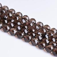 Naturlige Smoky Quartz perler, Runde, du kan DIY & forskellig størrelse for valg & facetteret, brun, Solgt Per 38 cm Strand