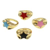 Mässing Finger Ring, Star, Justerbar & för kvinna & emalj, fler färger för val, 15x23x13mm, Säljs av PC