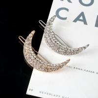 Hair Clip Zinc Alloy with Plastic Pearl Moon plated fashion jewelry & for woman & with rhinestone Sold By PC