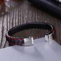 Leather Bracelet with Titanium Steel plated braided bracelet & for man Sold By PC