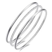 Mässing Armband, silver pläterad, tre stycken & för kvinna & frosted, silver, nickel, bly och kadmium gratis, 7.60mm, Säljs av Ställ