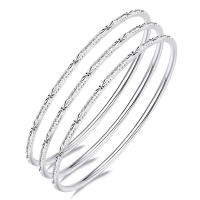 Mässing Armband, Babys andedräkt, silver pläterad, tre stycken & för kvinna & frosted, silver, nickel, bly och kadmium gratis, 7.60mm, Säljs av Ställ