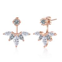 Brass Earring Jacket micro pave cubic zirconia & for woman Length Approx 2 cm Sold By Pair