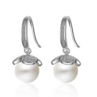 Prás Buail Earring, le Pearl, micrea réiteach zirconia ciúbach & do bhean, airgid, 22mm, Díolta De réir Péire