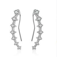 Boucles d'oreilles en laiton zircon cubique pavent, pavé de micro zircon & pour femme, argent, 33mm, Vendu par paire