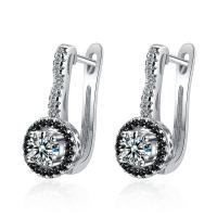 Laiton Leverback boucle d'oreille, pavé de micro zircon & pour femme, argent, 20x10mm, Vendu par paire