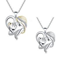 Zinc Alloy Necklace Heart plated Mother Day Jewelry & with rhinestone & hollow Length Approx 17.72 Inch Sold By Lot