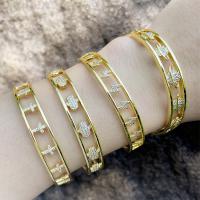 metal Brazalete, micro arcilla de zirconia cúbica & para mujer, dorado, 65x9mm, Vendido por UD