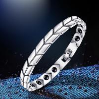 Acier titane bracelet, avec Hématite, poli, pour homme, argent, 8mm, Longueur Environ 210 mm, Vendu par PC