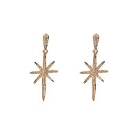 Zinc Alloy Oorbellen, met Bergkristal, 925 thailand sterling zilver oorbel bericht, Acht Point Star, plated, voor vrouw, meer kleuren voor de keuze, 20x47mm, Verkocht door pair