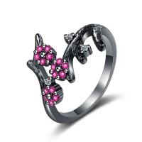 Messing Cuff fingerring, Blomme blomstre, Justerbar & Micro Pave cubic zirconia & for kvinde, blandede farver, 16x14mm, Solgt af PC