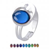 Emaille Mood Finger Ring, Zinc Alloy, met Acryl, plated, voor vrouw & mood emaille, gemengde kleuren, 15mm, Verkocht door PC