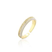 metal Anillo de dedo Cuff, 18K chapado en oro, Ajustable & micro arcilla de zirconia cúbica & esmalte, más colores para la opción, 18mm, Vendido por UD