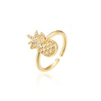 Cubi Circonia Micro Pave anello in ottone, Ananas, Placcato oro 18K, Regolabile & Micro spianare cubic zirconia, nessuno, Venduto da PC