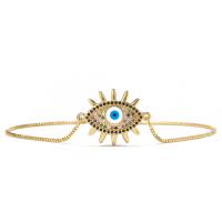 Evil Eye sieraden Armband, Messing, Boze oog, 18K verguld, micro pave zirconia & glazuur, 22x18mm, Lengte Ca 7 inch, Verkocht door PC