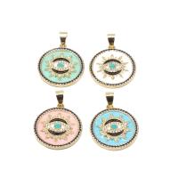 Cubic Zirconia Micro Pave Brass Pendant Round micro pave cubic zirconia & enamel Sold By PC