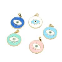 Brass Jewelry Pendants Round evil eye pattern & enamel Sold By PC